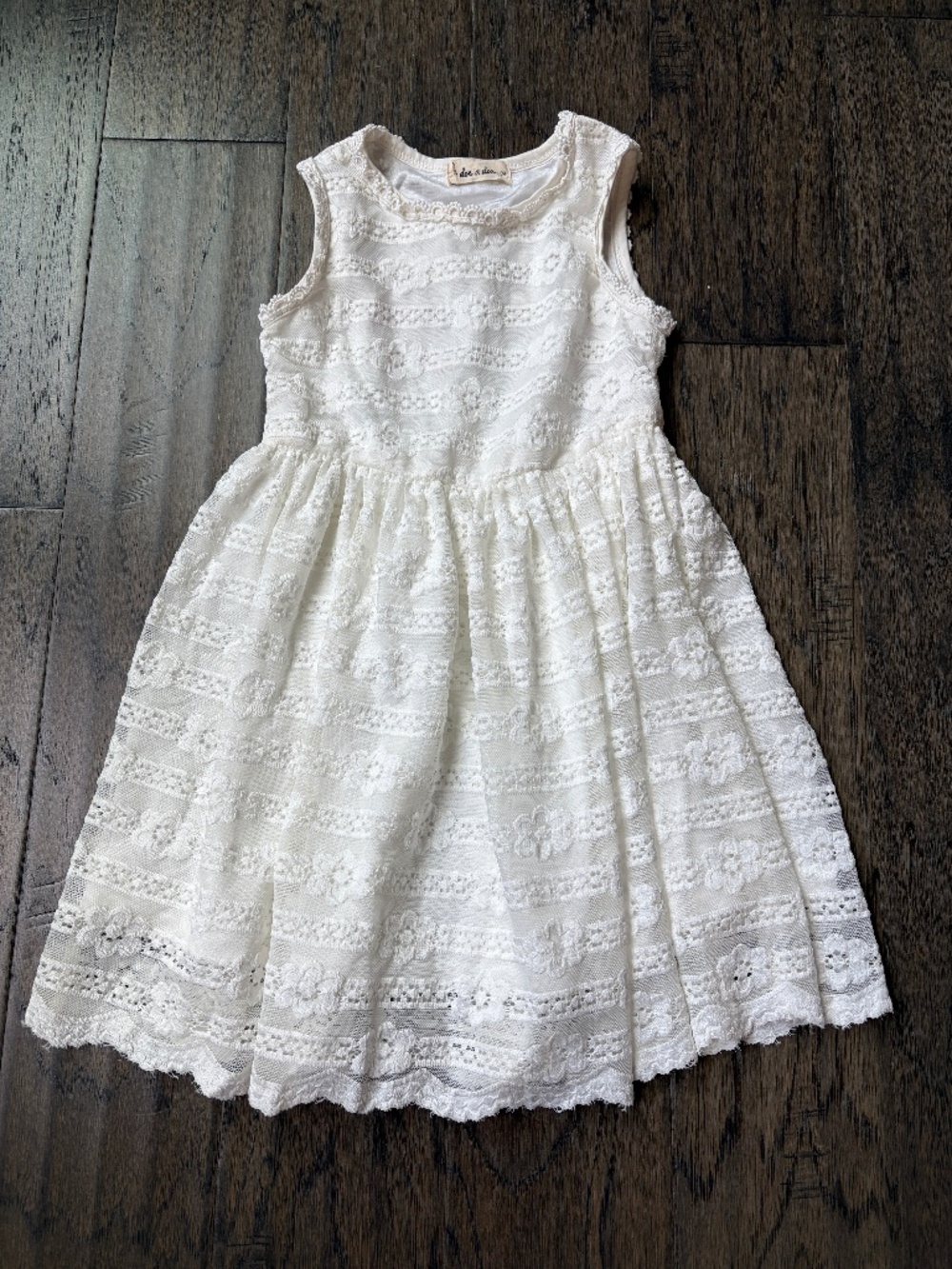 Doe a Dear Little Girls Lace Summer Dress | Size 5 | Ivory / Cream Color